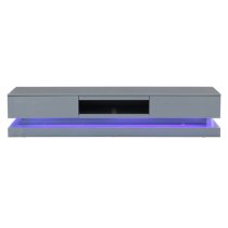 Score High Gloss TV Stand In Mid Grey And Multi LED Lighting