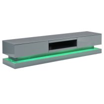 Score High Gloss TV Stand In Mid Grey And Multi LED Lighting