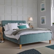 Piera Velvet Double Bed In Aqua