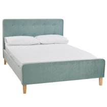 Piera Velvet Double Bed In Aqua