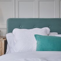 Piera Velvet Double Bed In Aqua