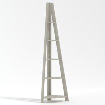 Travis Corner Wooden Ladder Shelving Unit In Grey