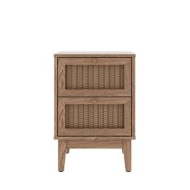 Burdon Wooden Bedside Cabinet With 2 Drawers In Oak