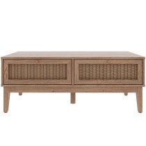 Burdon Wooden Coffee Table With 2 Drawers In Oak