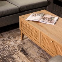 Burdon Wooden Coffee Table With 2 Drawers In Oak