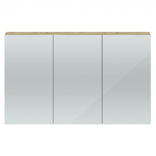 Quincy 135cm Mirrored Cabinet In Natural Oak With 3 Doors