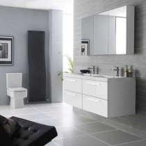 Quincy 144cm Wall Hung Vanity With Basin In Gloss White