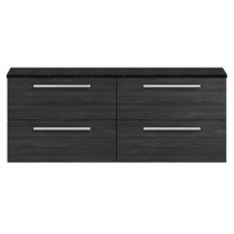 Quincy 144cm Wall Vanity With Black Worktop In Hacienda Black