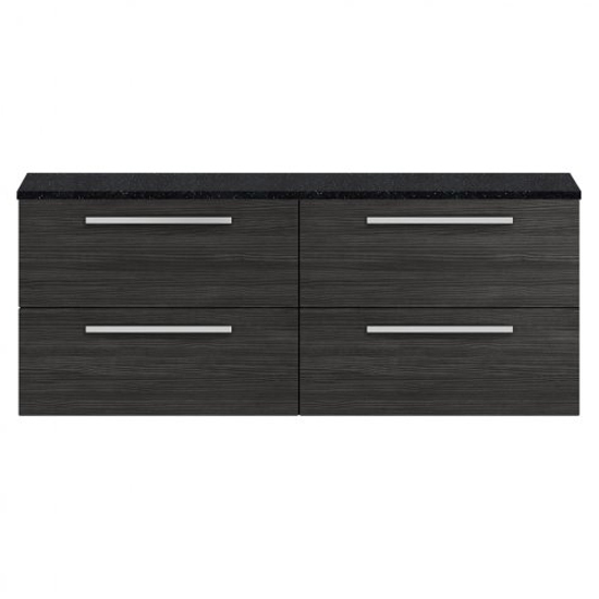 Quincy 144cm Wall Vanity With Black Worktop In Hacienda Black