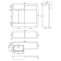 Fuji 100cm Left Handed Vanity With Round Basin In Brown Grey