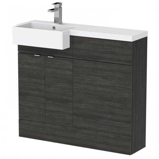 Fuji 100cm Left Handed Vanity With Square Basin In Black