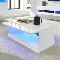 Goole LED High Gloss Coffee Table In White