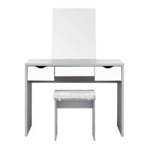 Elstow Wooden Dressing Table Set In Grey And White