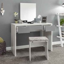 Elstow Wooden Dressing Table Set In White And Grey