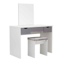 Elstow Wooden Dressing Table Set In White And Grey