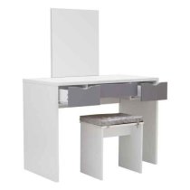 Elstow Wooden Dressing Table Set In White And Grey