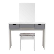 Elstow Wooden Dressing Table Set In White And Grey