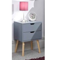 Niceville Wooden 2 Drawers Bedside Cabinet In Dark Grey