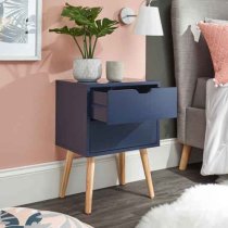 Norwich Wooden 2 Drawers Bedside Cabinet In Blue