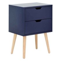 Norwich Wooden 2 Drawers Bedside Cabinet In Blue