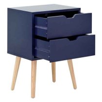 Norwich Wooden 2 Drawers Bedside Cabinet In Blue