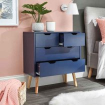 Norwich Wooden Chest Of 4 Drawers In Nightshadow Blue