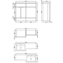 Fuji 100cm Left Handed Vanity With L-Shaped Basin In Grey Mist