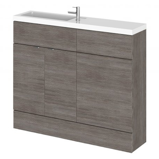 Fuji 100cm Vanity Unit With Slimline Basin In Brown Grey Avola