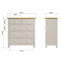 Rosemont Wooden Chest Of 5 Drawers In Dove Grey