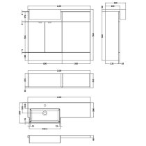 Fuji 110cm Left Handed Vanity With Square Basin In Grey Mist