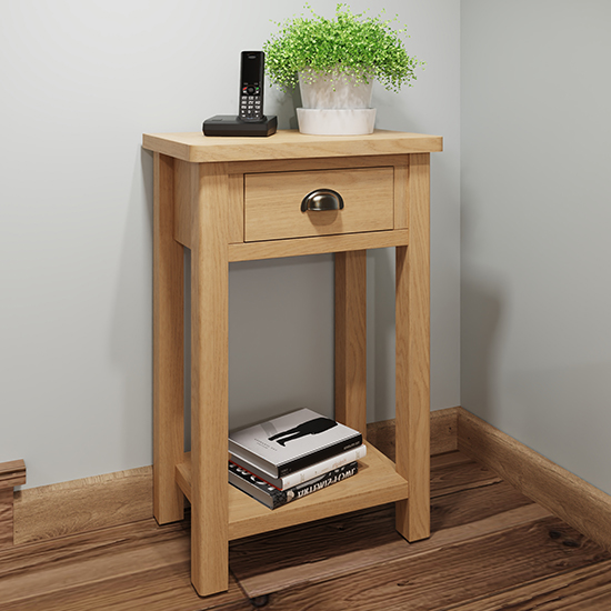 Rosemont Wooden Side Table In Rustic Oak