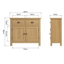 Rosemont Wooden 2 Doors 2 Drawers Sideboard In Rustic Oak