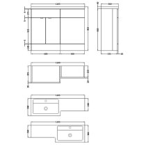 Fuji 110cm Left Handed Vanity With L-Shaped Basin In Grey Mist