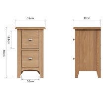 Gilford Wooden 2 Drawers Bedside Cabinet In Light Oak