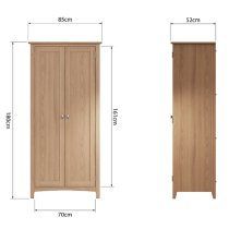 Gilford Wooden 2 Doors Wardrobe In Light Oak