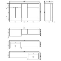 Fuji 150cm Right Handed Vanity With WC Unit In Gloss Grey