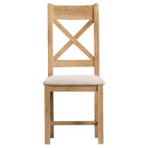 Concan Cross Back Fabric Seat Dining Chair In Medium Oak