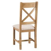 Concan Cross Back Fabric Seat Dining Chair In Medium Oak