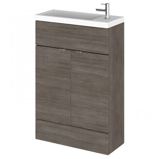 Fuji 60cm Vanity Unit With Slimline Basin In Brown Grey Avola