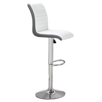 Fiesta White High Gloss Bar Table With 4 Ritz White Grey Stools