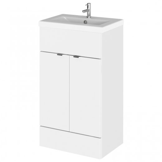 Fuji 50cm Vanity Unit With Ceramic Basin In Gloss White