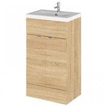 Fuji 50cm Vanity Unit With Ceramic Basin In Natural Oak