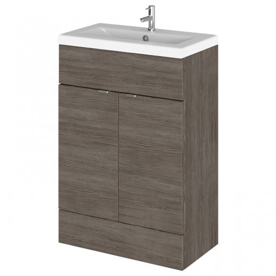 Fuji 60cm Vanity Unit With Ceramic Basin In Brown Grey Avola