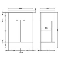 Fuji 60cm Vanity Unit With Ceramic Basin In Brown Grey Avola