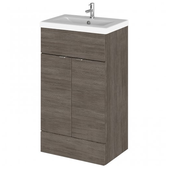 Fuji 50cm Vanity Unit With Ceramic Basin In Brown Grey Avola