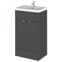 Fuji 50cm Vanity Unit With Ceramic Basin In Gloss Grey