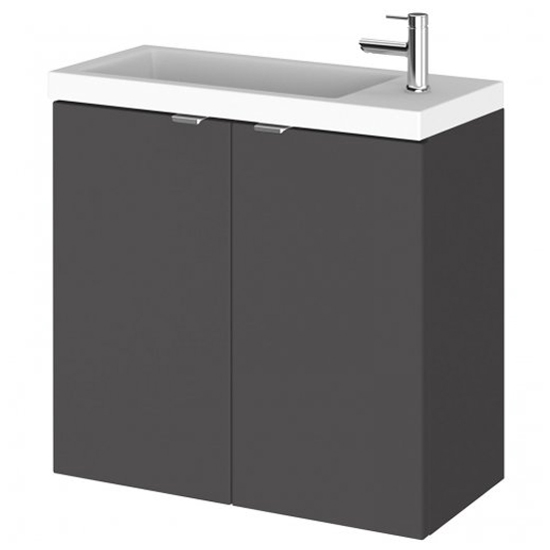 Fuji 60cm Wall Hung Vanity Unit With Basin In Gloss Grey