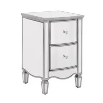 Elyssa Mirrored Bedside Cabinet With 2 Drawers In Silver