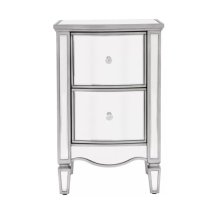 Elyssa Mirrored Bedside Cabinet With 2 Drawers In Silver