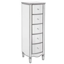 Elyssa Mirrored Chest 5 Of Drawers Narrow In Silver